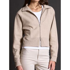 Rowan Presley Felted Raglan Zip Up Size Large Oatmeal Tan Ski loungwear active